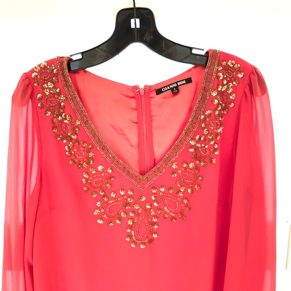 Gianni Bini Embellished Long Sleeved Dress